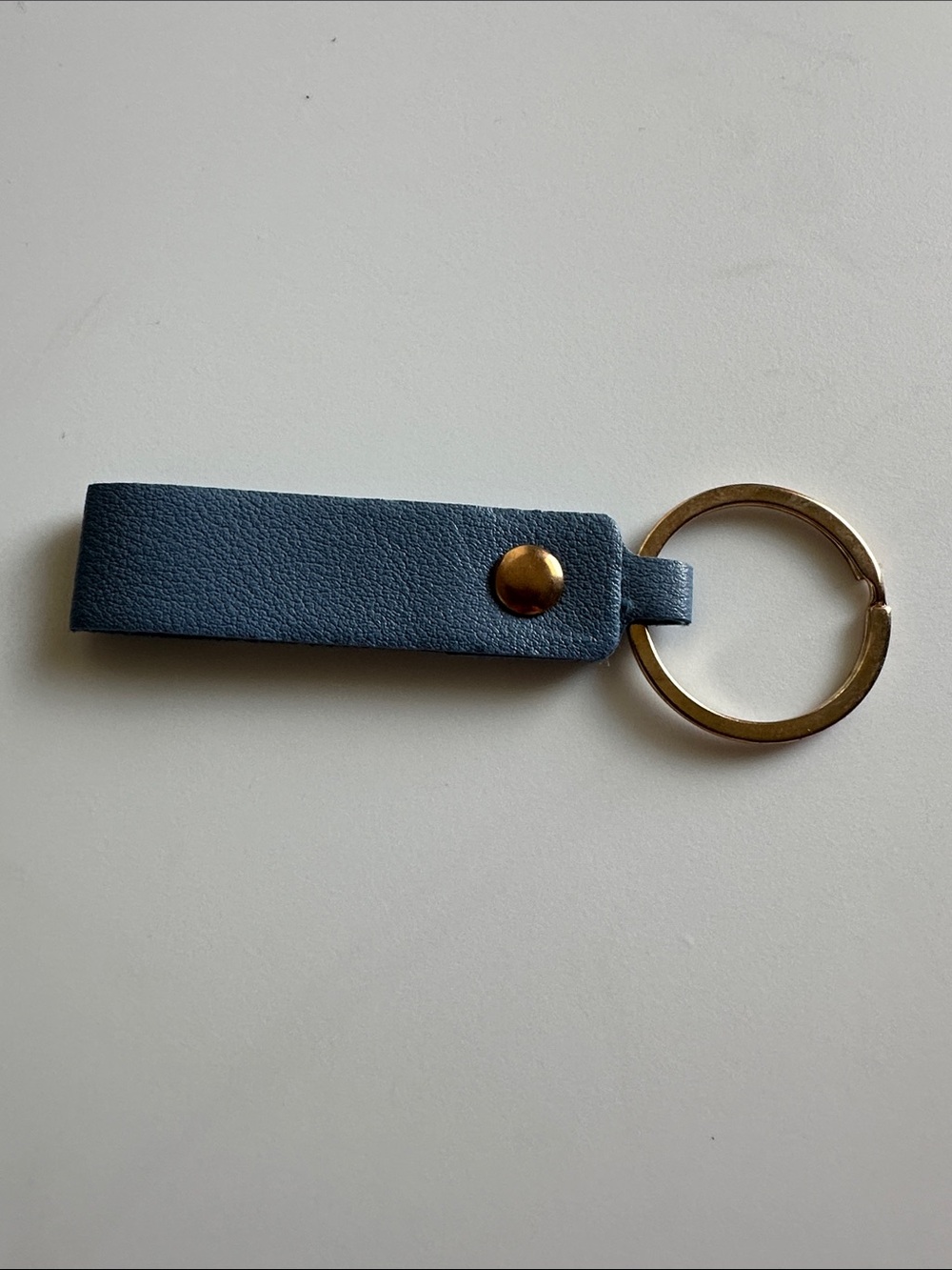 Blue Leather Keyring with Gold Hardware - Men Accessories